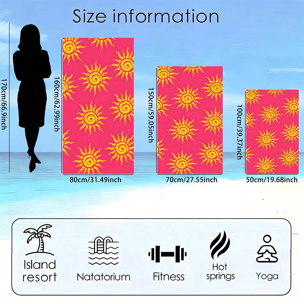 Yellow sun pattern foundation polyester microfiber beach towel is highly absorbent, suitable for swimming and beach outings
