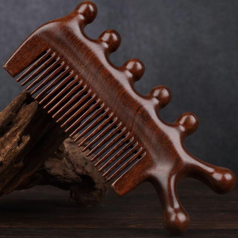 3 In 1 Sandalwood Massage Comb Meridians Comb Health Hair Therapy Wooden Comb
