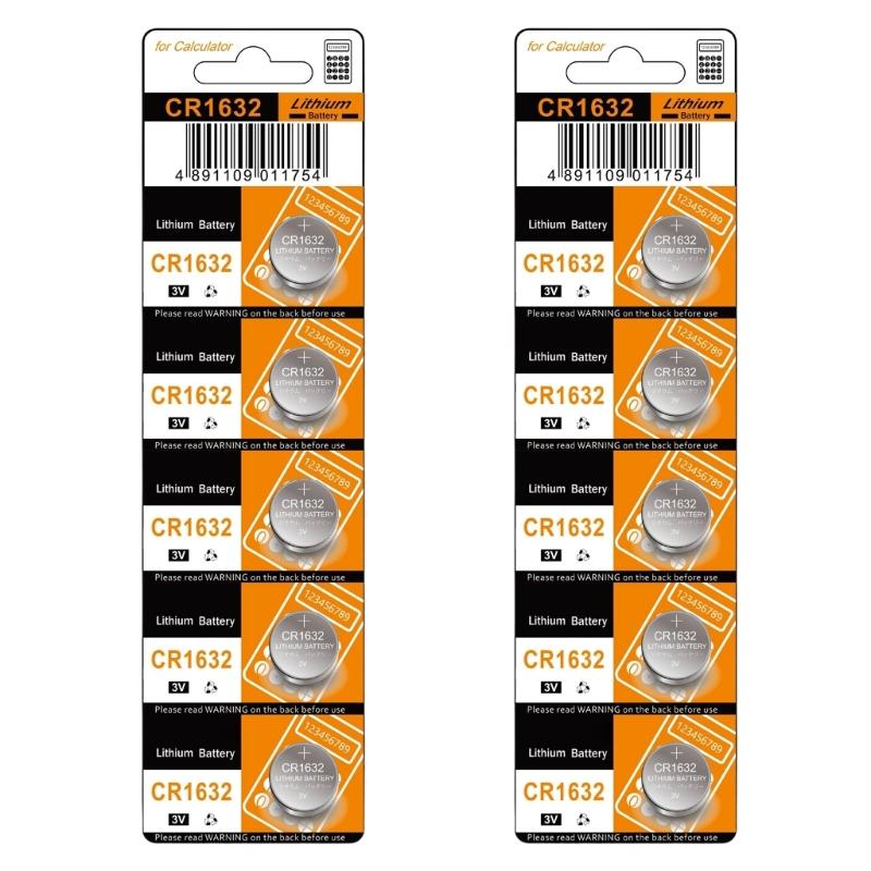 10/5Pcs CR1632 Button Cell Batteries High Performances 3V Power for Electronics Toys and Remote Controls Watches