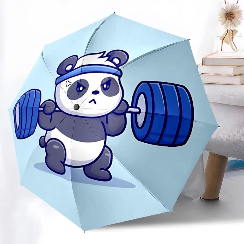 1pc Panda Fitness Auto Open/close, All-Season Portable Folding Umbrella for Women & Men, Travel, Everyday, Formal Events - Compact Luxury Parasol, Out