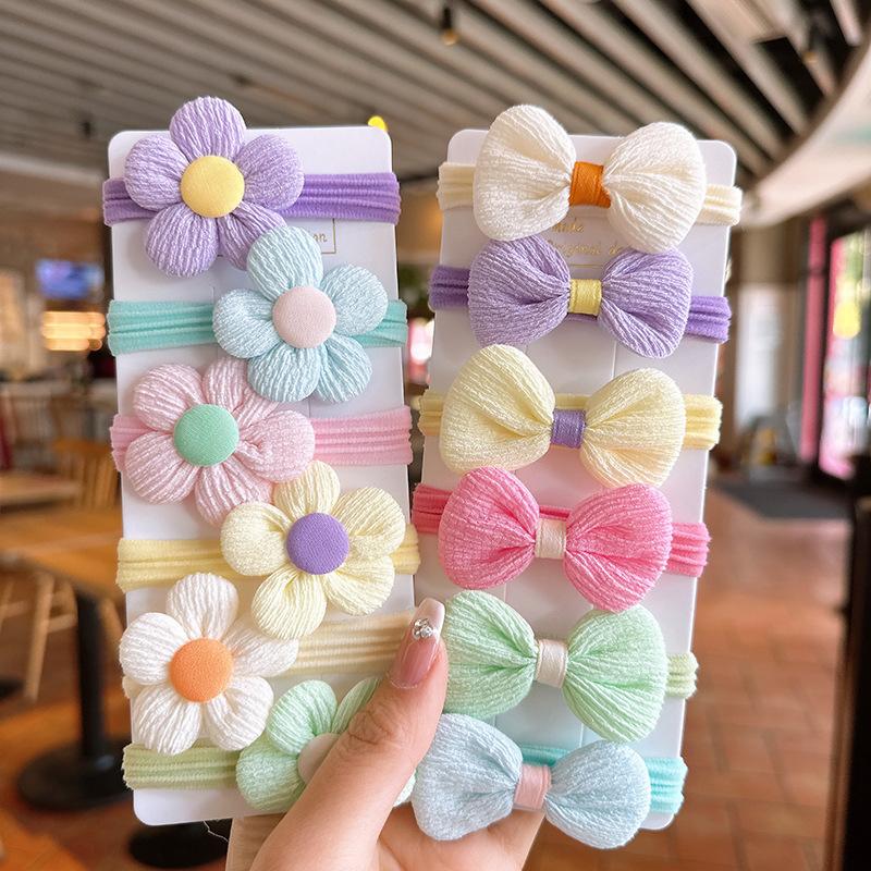 6/12 Stück/Set Niedliche Schleife Blume Gummi Elastische Haargummis Mädchen Verletzen das Haar nicht Kleine Scrunchies Kinder Süße Haargummis Haaraccessoires