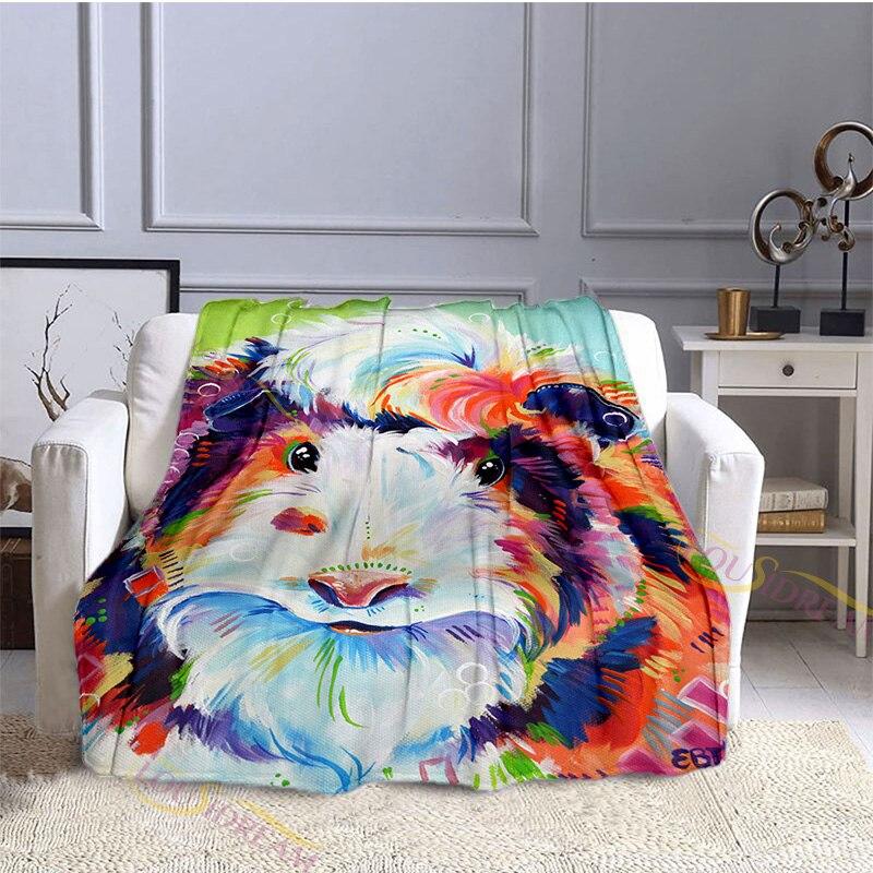 Guinea Pig Cute Animal Print Blanket Flannel Blankets Cartoon Print Sheet Sofa Throw Bedspread Kids Siesta Leisure Coverings