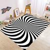 Black and White Intersecting Lines Optical Illusion Carpet Trap Area Anti Slip Square Living Room Short Plush Vortex Carpet