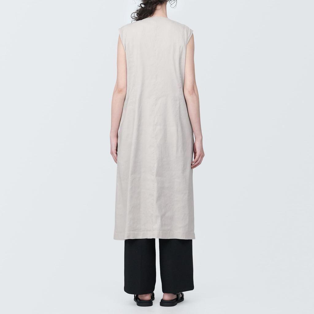 MUJI Women's Hemp Blend Stretch Gilet Dress, Light Gray, Size XS, BC2IHA4S