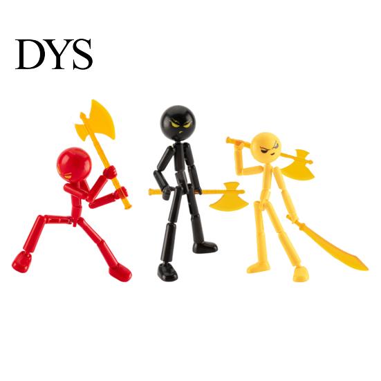 Desktop Action Figure 3/6Pcs Posable Stickman with Handheld Items Movable Joints Shape Toy Fidget Decoration Gift for Collectors Figures Accessories
