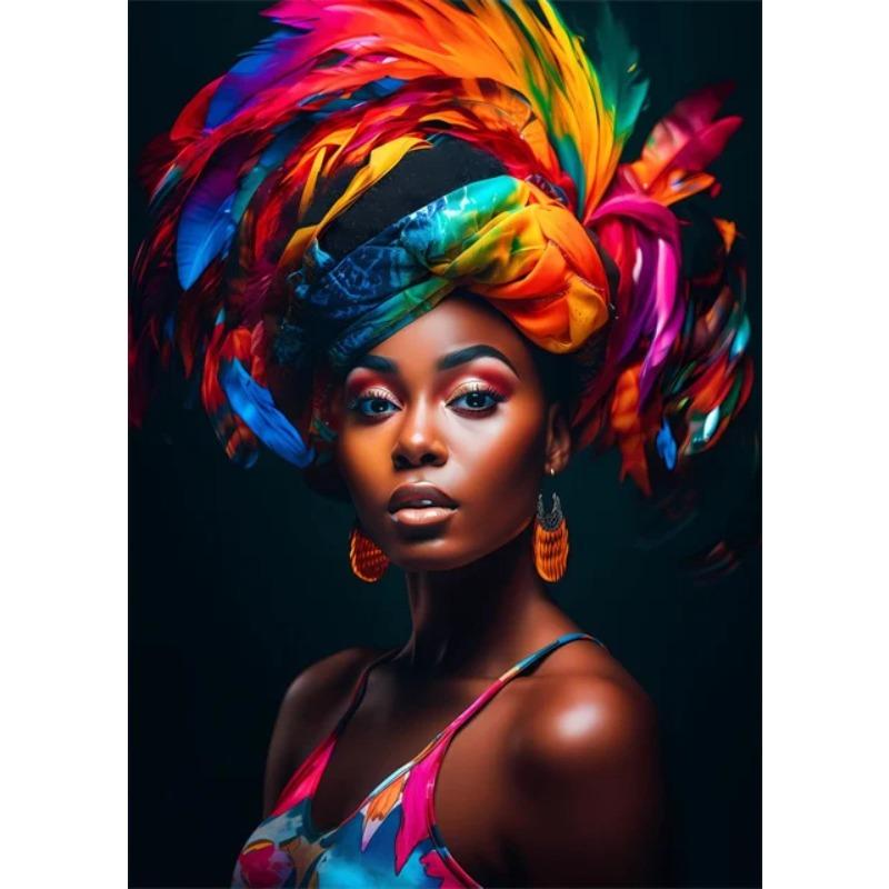 Beautiful African Woman Posters and Prints Canvas Painting Portrait Wall Art Pictures for Living Room Home Decoration No Frame