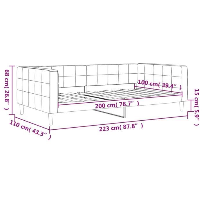 VidaXL Daybed Black 100x200 Cm Velvet 354019
