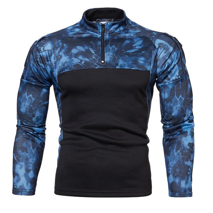 Outdoor Fitness Sweatshirt Herren Langarm Sweatshirt Camouflage Lässig Stehkragen Sweatshirt