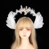 Lolita Corona Aureola Solare Fascia per Capelli Catena di Perline con Nappe Ali d'Angelo Fascia con Spine di Rosa Gotico Vintage Diadema Mary Barocco Copricapo