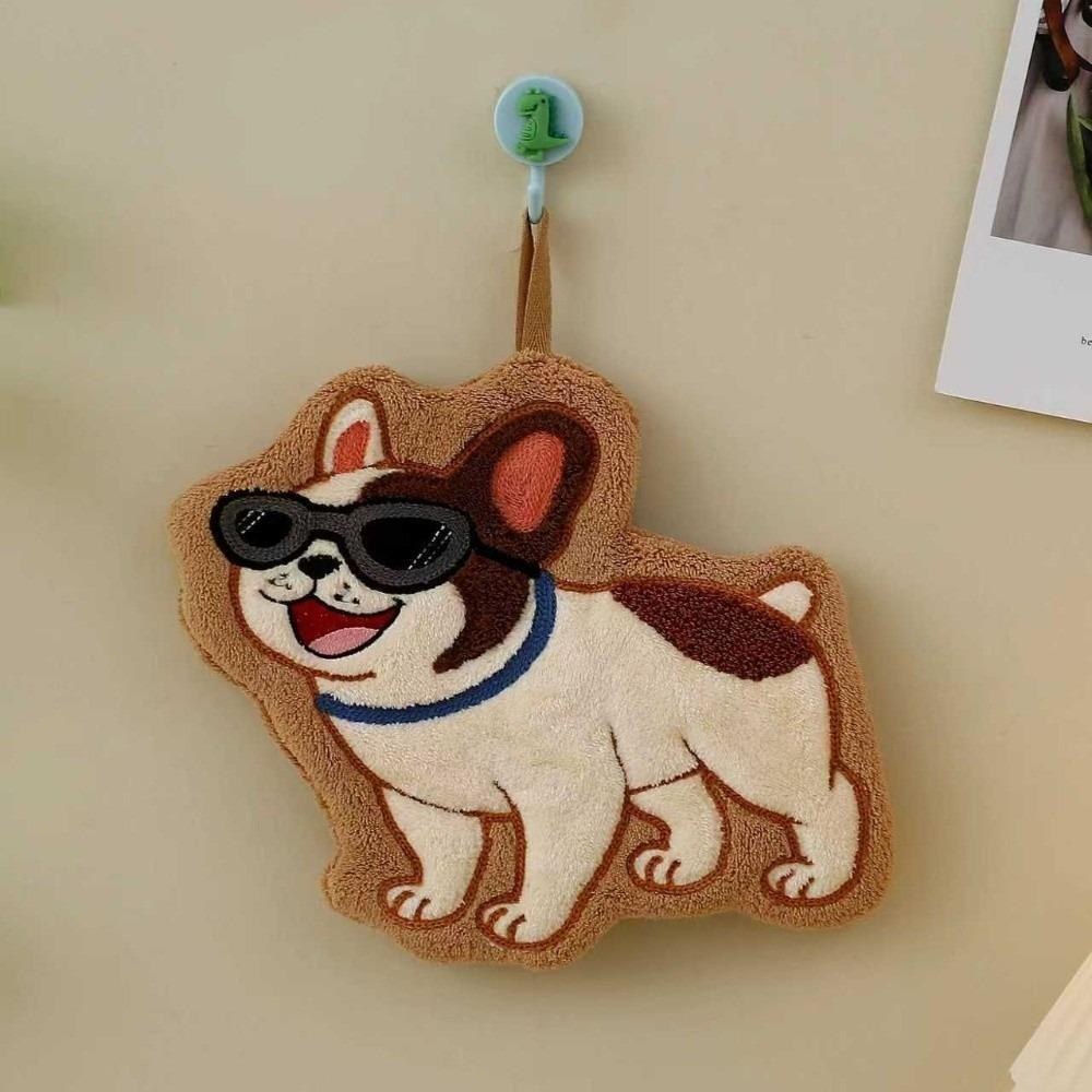 

High Quality Cartoon Sausage Dog Hand Towel Coral Velvet Thickened Bathroom Kerchief Hanging Absorb Water Cleaning Cloth Kitchen