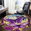 1pc Butterfly StainedGlass Office Round Area Rug, Under Office Chairs Bedroom Living Room Home Decor, Room Deco