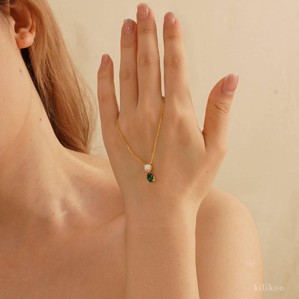 Zodiac Birthstone Cubic Zirconia Necklace: Retro Artistic 18K Gold-Plated Titanium Chain