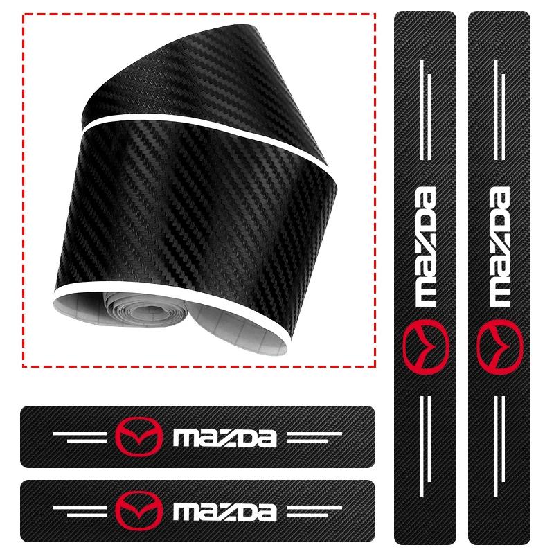 2025 Hot 4Pcs Car Carbon Fiber Door Sill Protector Stickers for Mazda 3 CX3 CX4 CX5 CX7 CX8 CX9 CX30 RX7 Atenza Axela Auto Acces
