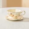 Ins New French Retro Floral Ceramic Coffee Cup Saucer Set High-end Afternoon Tea Cup Pastoral Flower Tea Cup