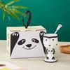 Niedlicher Panda Bambus Keramik Cartoon Stil Kelch Handbemaltes Wasserglas Kreative Keramiktasse Weinglas Hochwertiges Geschenk