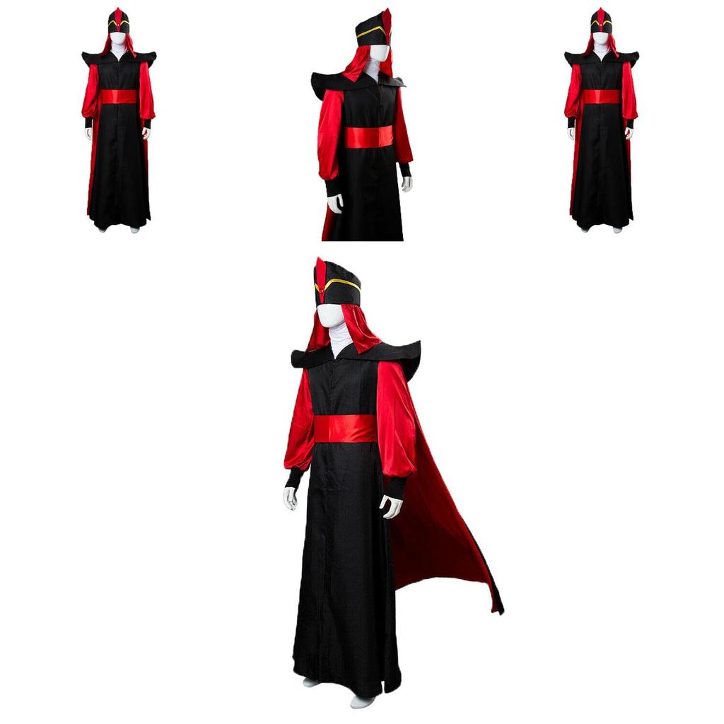 Luxurious Jafar Cosplay Robe Cloak Cape Hat Wizard Outfit For Halloween Events