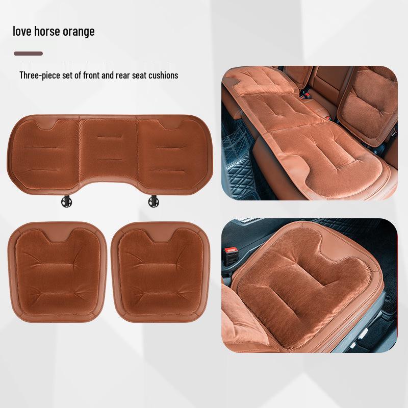 Universal Thickened Flannel Car Seat Cushion Set for All Seasons (3-Piece)