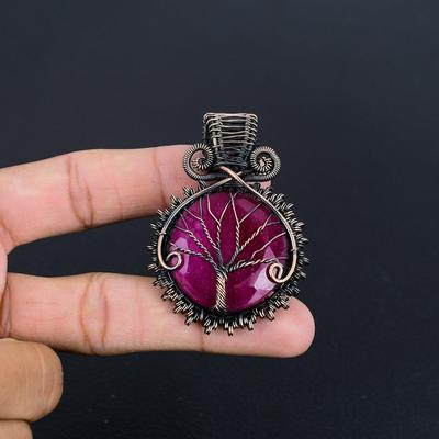 Ruby Pendant Gemstone Jewelry, 999 Copper Wire Wrapped Handmade Pendant, Latest Design Jewelry