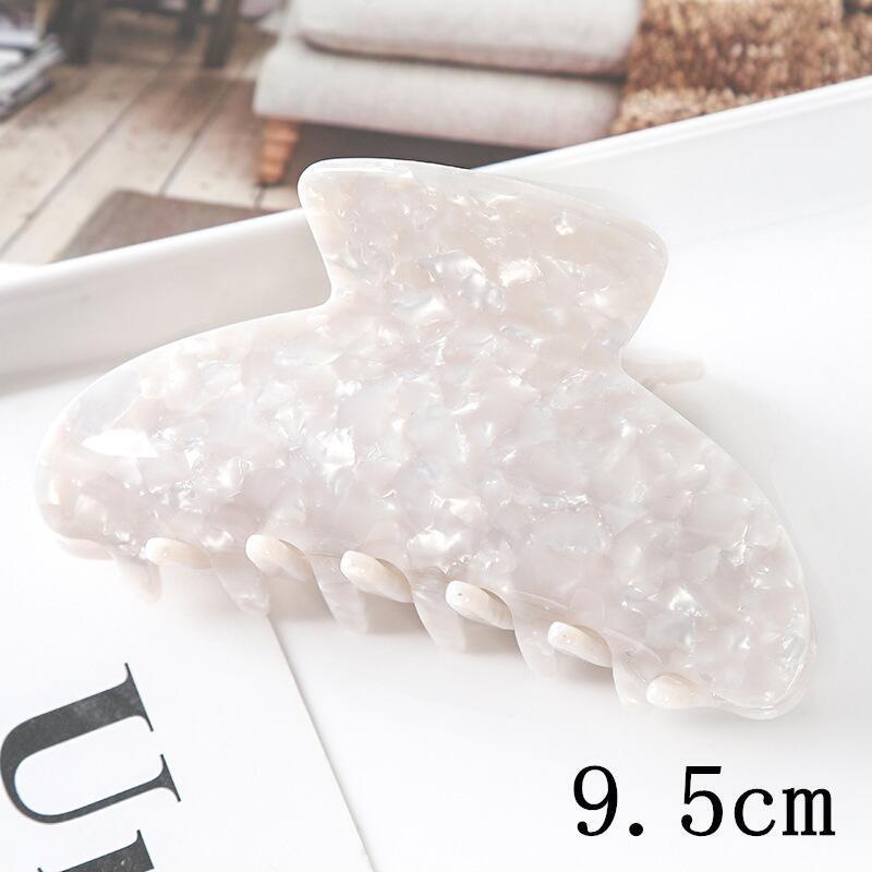 European & American Women’s Black & White Checkered Hair Clip - Large Acetate Acrylic Claw for Bun Hairstyles