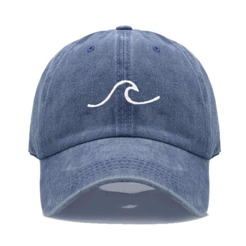 Men'S Baseball Cap Women'S Washed Cotton Waves Embroidery Embroidery Dad Hat Sport Golf Caps For Man Sun Hats Dropshipping