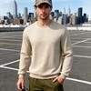 Men's Waffle‑Grid Textured cPullover Sweatshirt Soft Long‑Sleeve, Relaxed‑Fit Casual Daily & Layering Top for All Seasons