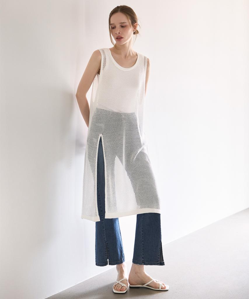 HYFVE Side Slit Long Mesh Bustier