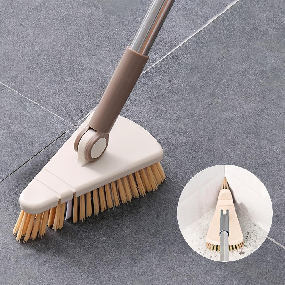 Shower Brush Triangular Head Floor Scrub Brush with Long Handle Tile Tub Scrubber Stiff Bristles for Bathroom Kitchen Wall