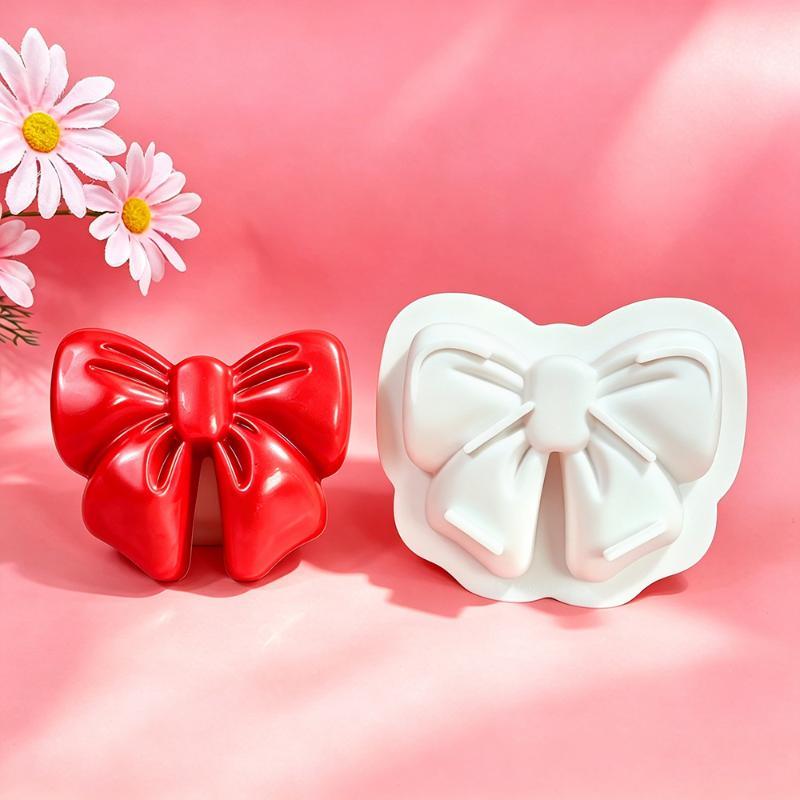 Large Bow Silicone Craft Mould Non-Stick Food Safe Reusable Mold for Chocolate Mousse Cake Gypsum Ornament Candle DIY Homemade Craft