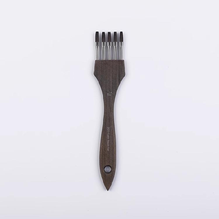 Dense Bristle Art Brush Wooden Handle Art Painting Comb Brush Smooth Painting Experience for Watercolor Acrylic Painting