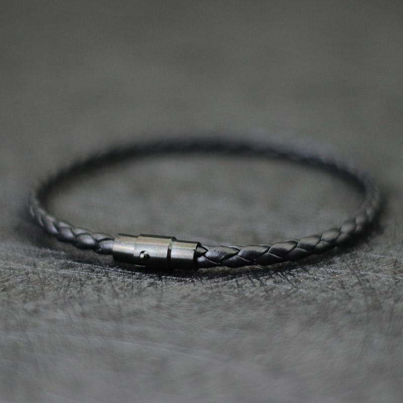 

Noter 4mm Genuine Leather Bracelet Men Micro Magentic Punk Braclet Homme Birthday Gift For Boyfriend Jewelry Accessories Pulsera 19.5cm чёрный