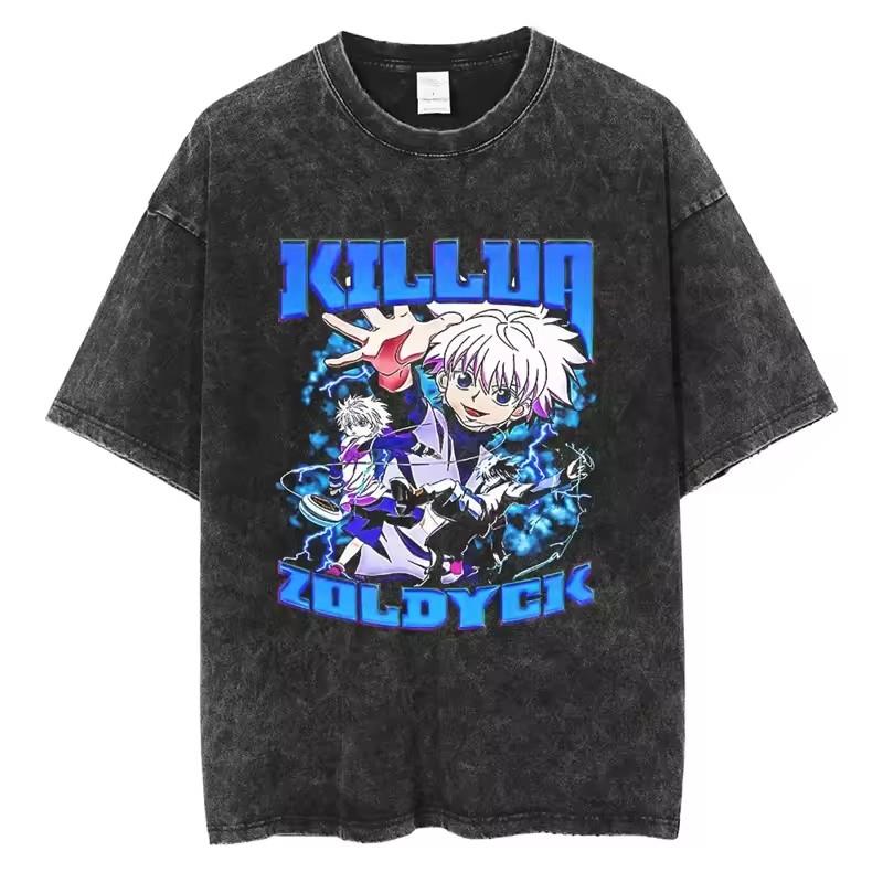 Killua Zoldyck Hunter X Hunter Manga Graphic Tshirt Men Women Clothes Oversized Washed Cotton Tshirt Short Sleeve Tees Tops