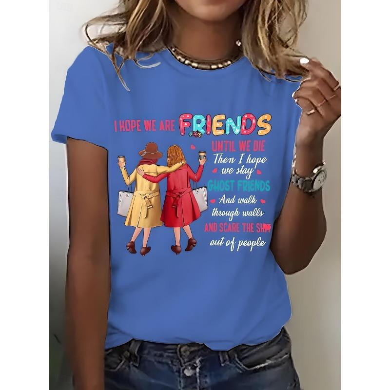 Women's T Shirt Print Graphic Letter Vintage Stylish Classic Short Sleeve Crew Neck Round Neck Regular Tops