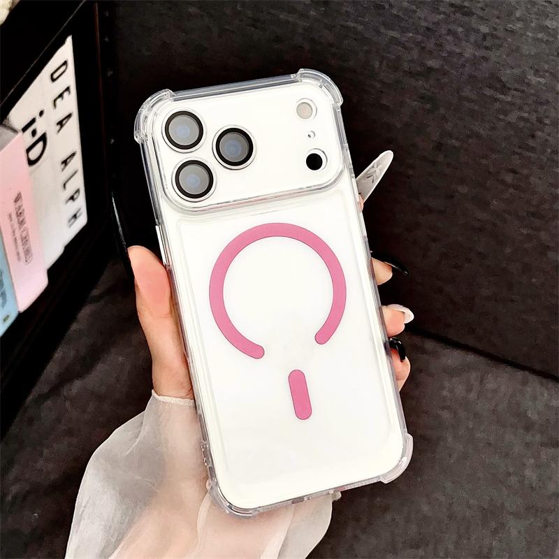 Shockproof Armor For Magsafe Clear Acrylic Phone Case For iPhone 17 17Air 17Pro 17Pro Max Wireless Charging Protective Cover