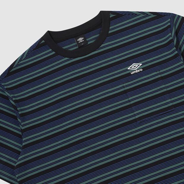 UMBRO Summer Pick Striped Short Sleeve T-Shirt Black Ur321Crs71 (A Type)