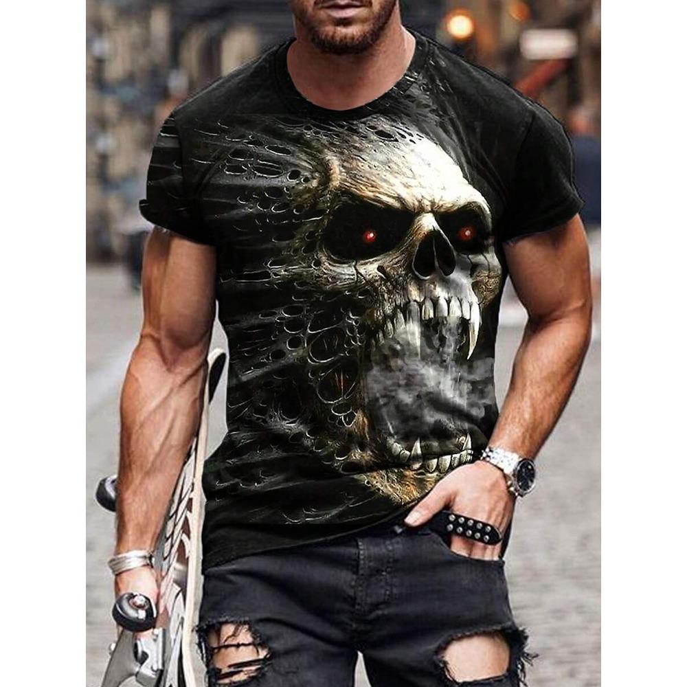 Summe Street Herren T-Shirt Totenkopf Print Herren T-Shirt Lässiges Kurzarm Oberteil Outdoor Sport Mode Herren Kinder Kinder T-Shirt Kleidung