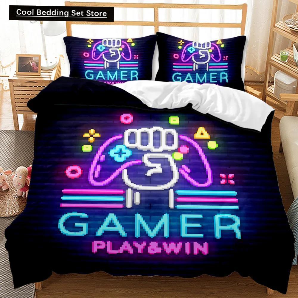 Set Copripiumino Gamer Pulsanti Azione Consolle Giochi Copripiumino Ragazze Ragazzi Giovani Adulti Videogioco Poliestere Copripiumino