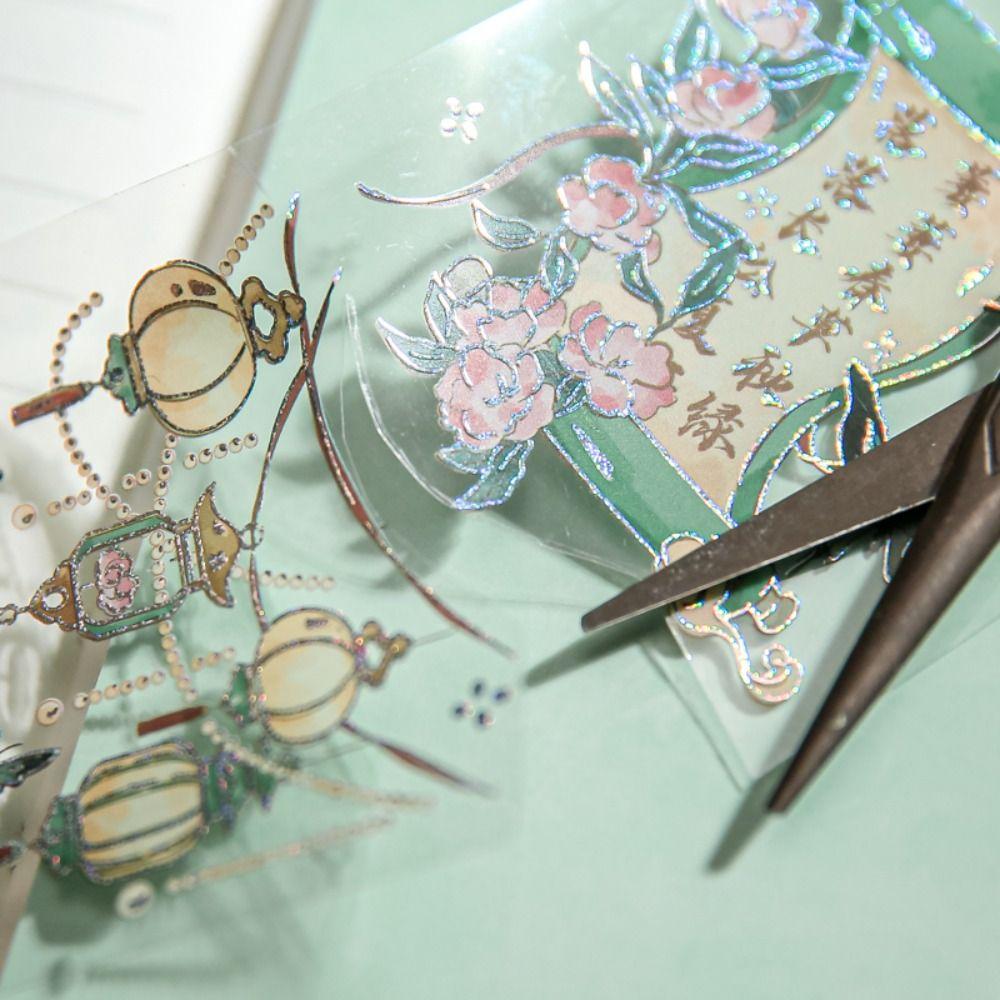 Handmade Moonlight Flower Collage Decals Decorative Holographic Laser Sticker  Diary Album