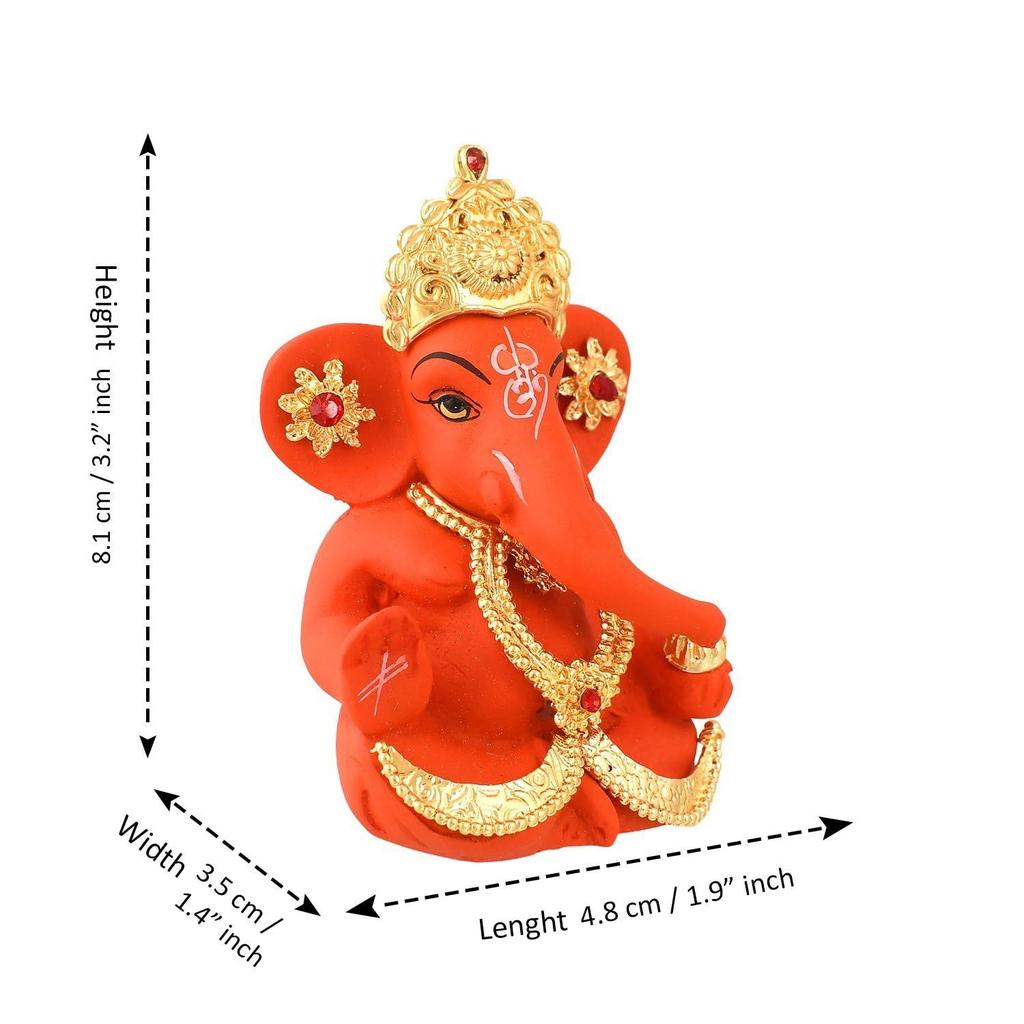 Idol Ganesha Murti Statua na Deskę Rozdzielczą Samochodu Prezent Ceramiczna Terakota Pozłacana Ganesha Ganapati Idole Ozdoba Figurka