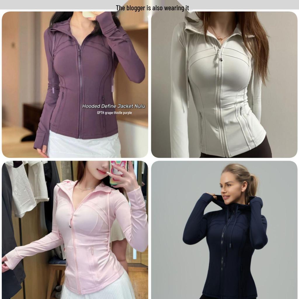 Luludarling Damska Bluza z Kapturem do Jogi - Wyszczuplający Szczotkowany Top Sportowy