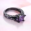 Classical Hollow  Princess Cut Purple CZ Stone Wedding Ring 10KT Black Gold Color CZ Women Vintage Engagement Rings