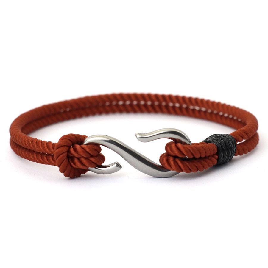 S Shape Fish Hook Double Layer Bracelet Men Women Handmade Milanese Rope Stainless Steel Hand Rope Beach Jewelry Accessories