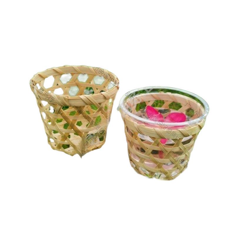 Bamboo Woven Drink Set: Milk Tea Cups, Ice Cream Cups & Basket