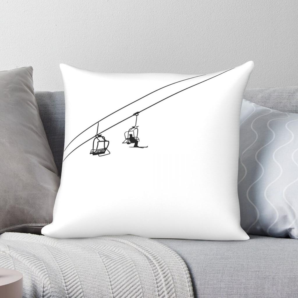 Ski Lift Black And White Pillowcase Polyester Linen Velvet Printed Zip Decorative Throw Pillow Case Home Cushion Cover