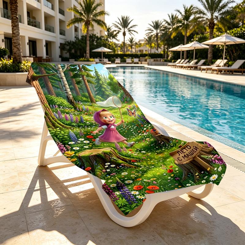 Masha and The Bear Print Beach Towel Design, Soft, Lightweight. for Home Bathroom, Spa, Pool, Yoga, Surfing, Camping, Gift for Family, Friend