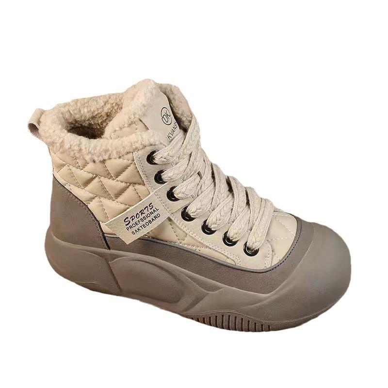 2025 Internet-Berühmtheit neue High-Top-Plateau Winter Samt warm Baumwollschuhe Damen Freizeitschuhe rutschfeste Schneestiefel Stiefeletten
