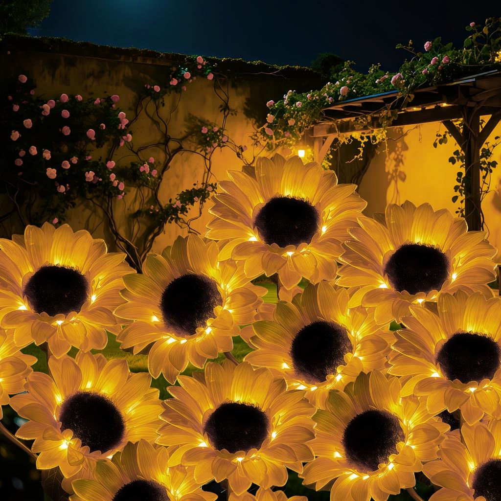 Solar Sunflower LED Garden Light - Vibrant Yellow Flower Decoration