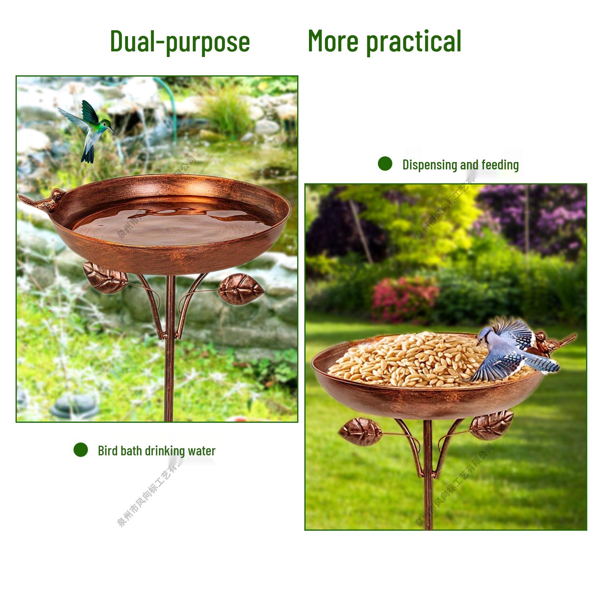 

Outdoor Metal Hummingbird Feeder & Retro Wrought Iron Bird Bath for Lawn Decoration червоний/мідний