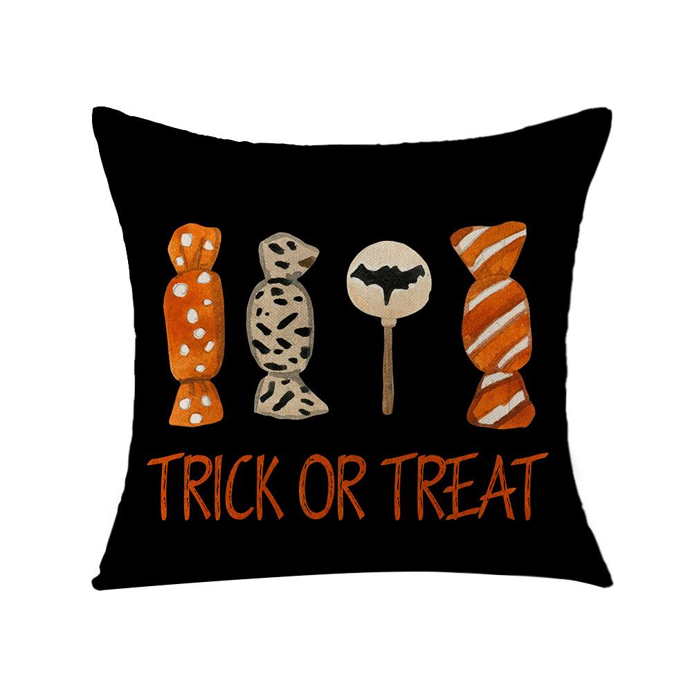 Halloween Pillow Cover Linen Pumpkin Print Sofa Cushion Cover Living Room Sofa Pillow Cover