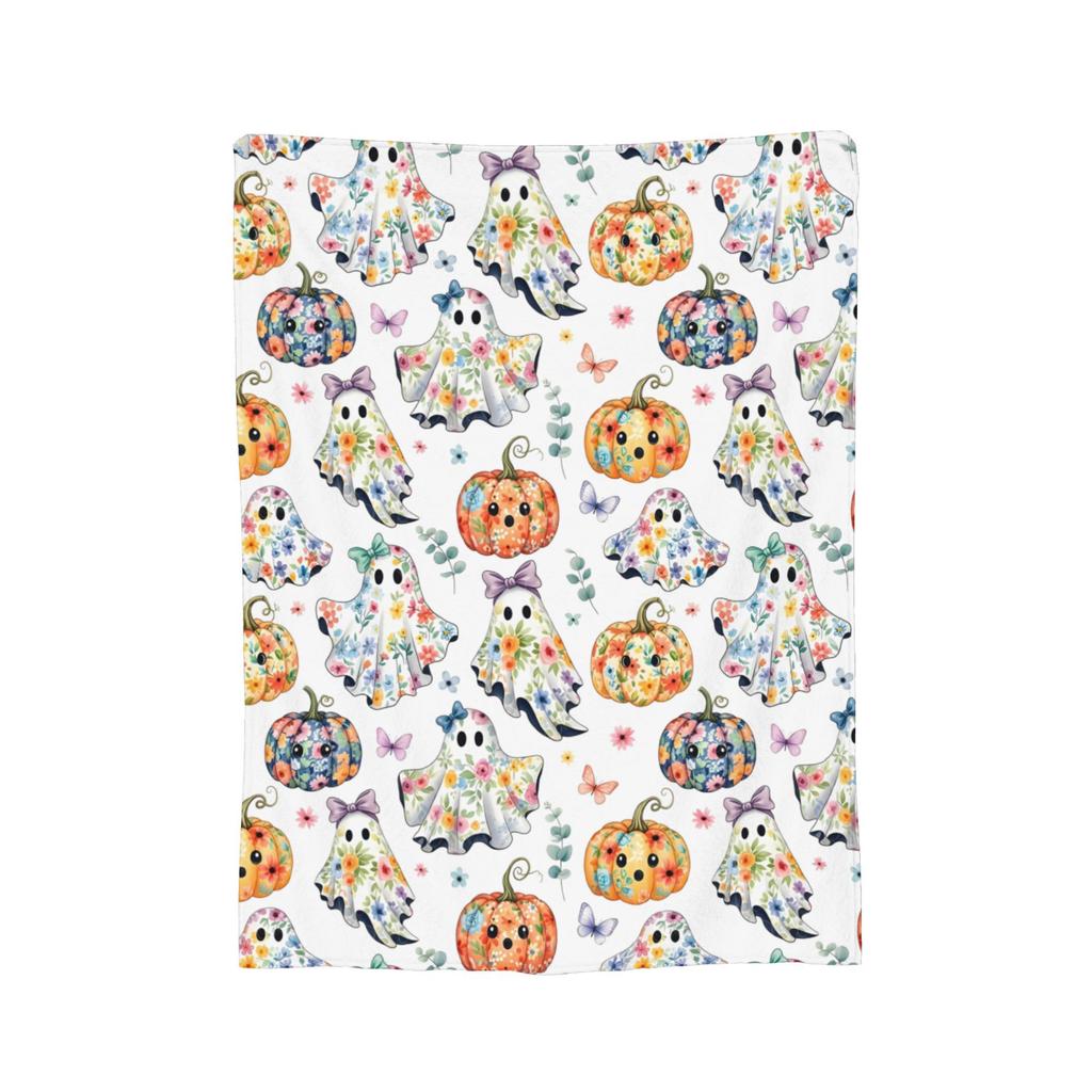 Halloween Ghosts Foral Blankets Fleece Summer Air Conditioning Pumpkin Portable Super Soft Throw Blanket for Home Travel Quilt