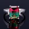 FCGJHW Multicolor Large Rectangular 10*14MM Tourmaline Craft Zircon Ring Female Engagement Wedding Party Jewelry Anniversary